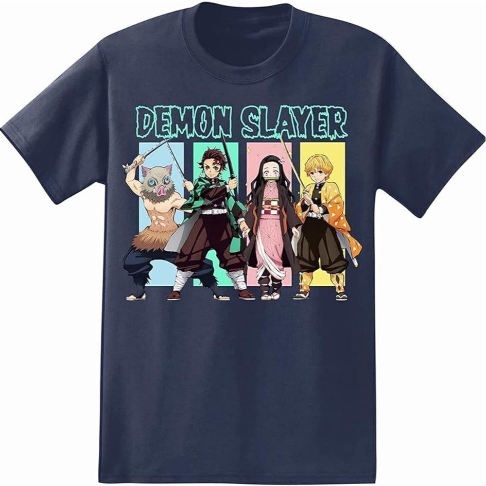 Demon Slayer anime Mens T-Shirt Kimetsu no Yaiba Shirt Tanjiro Kamado too black